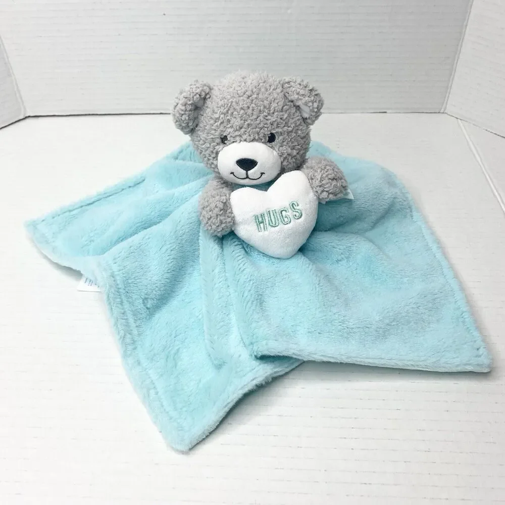Build a Bear Workshop Teddy Bear Rattle Plush Lovey Security Blanket Blue Gray - Picture 2 of 7